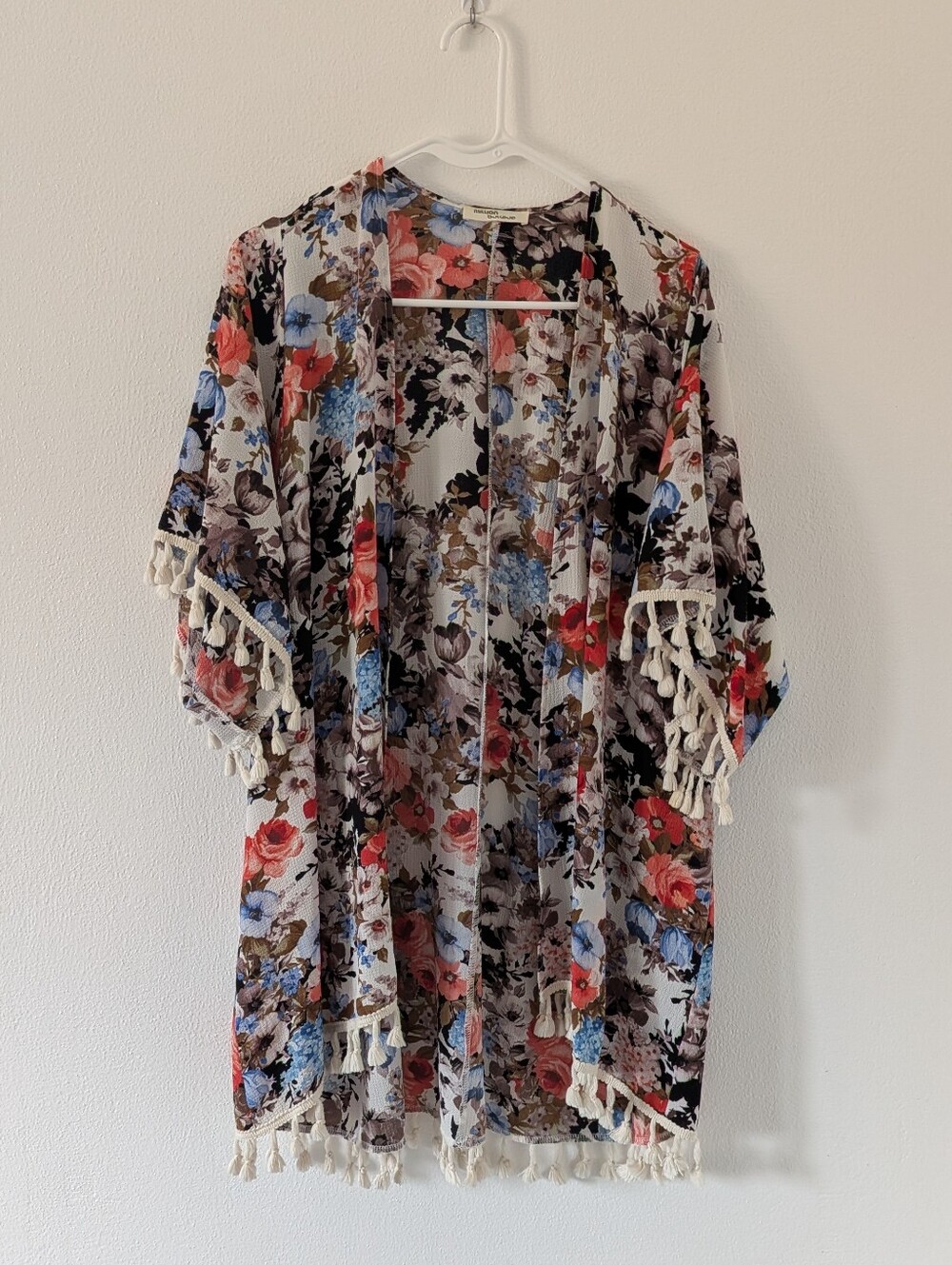 Floral Kimono With Tassels